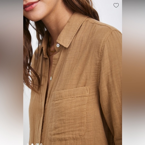 Rails Oversized Button Up Ellis Gauze Shirt in Toasted Coconut Tan Brown Small - Picture 2 of 11